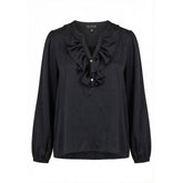 NO. 1 BY OX Blouse V neck w flair Bluser Sort