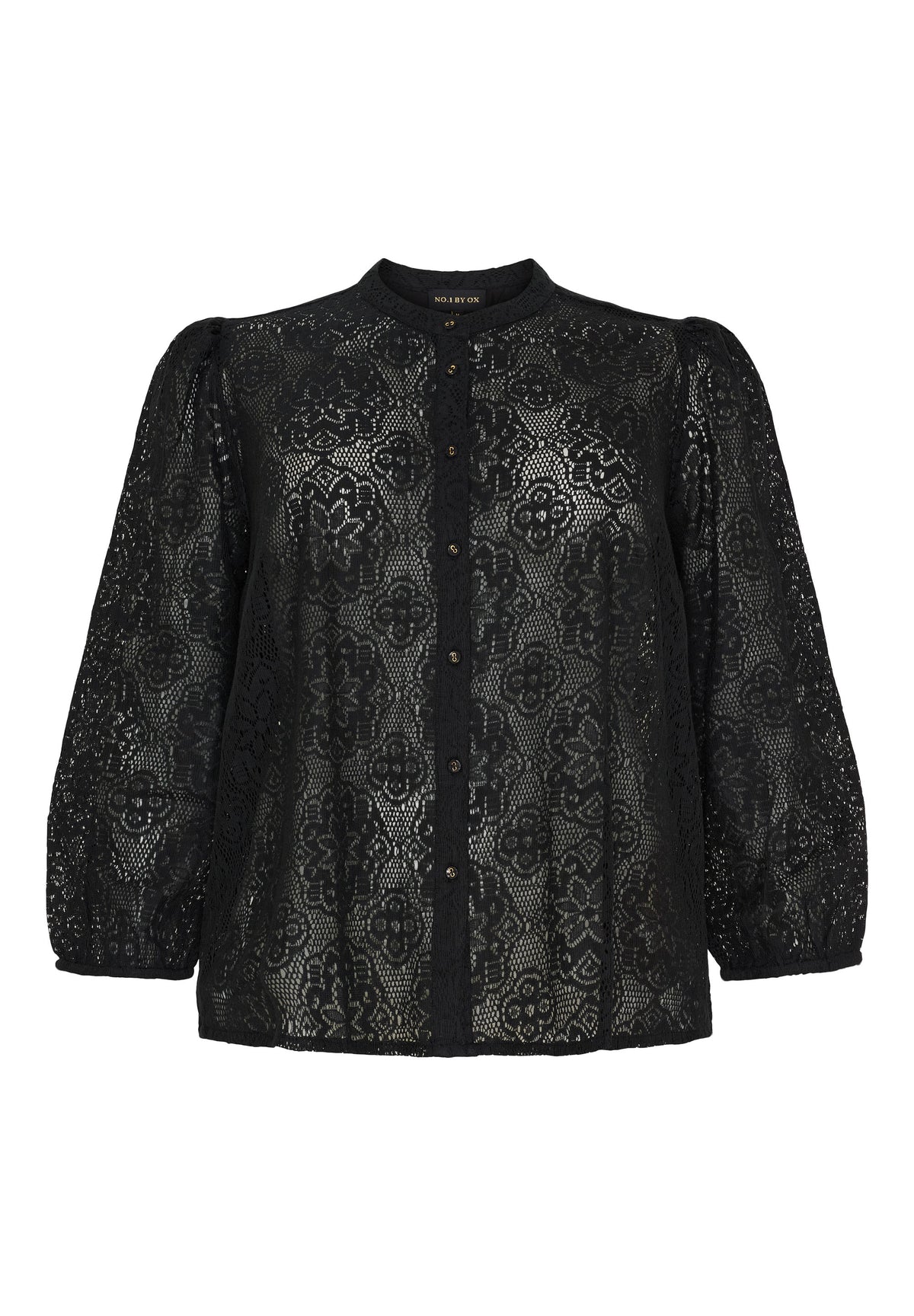 NO. 1 BY OX Blouse w 3/4 puff sleeves Bluser Sort