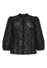 NO. 1 BY OX Blouse w 3/4 puff sleeves Bluser Sort