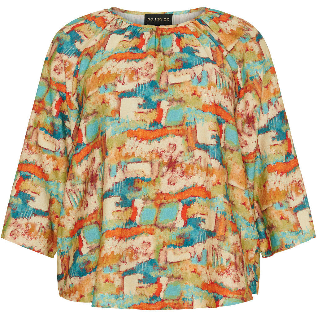 NO. 1 BY OX Bluse i et farverig print Bluser Multi Coloured Graphic print