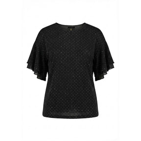 NO. 1 BY OX Blouse w Flair 1/2 sleeves Bluser Sort