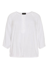 NO. 1 BY OX Blouse w covered buttons and elastic in waistline Bluser Hvid