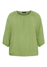 NO. 1 BY OX Blouse w covered buttons and elastic in waistline Bluser Spring Green