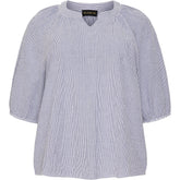 NO. 1 BY OX Blouse w wrinkles and 3/4 puff sleeves Bluser Blå
