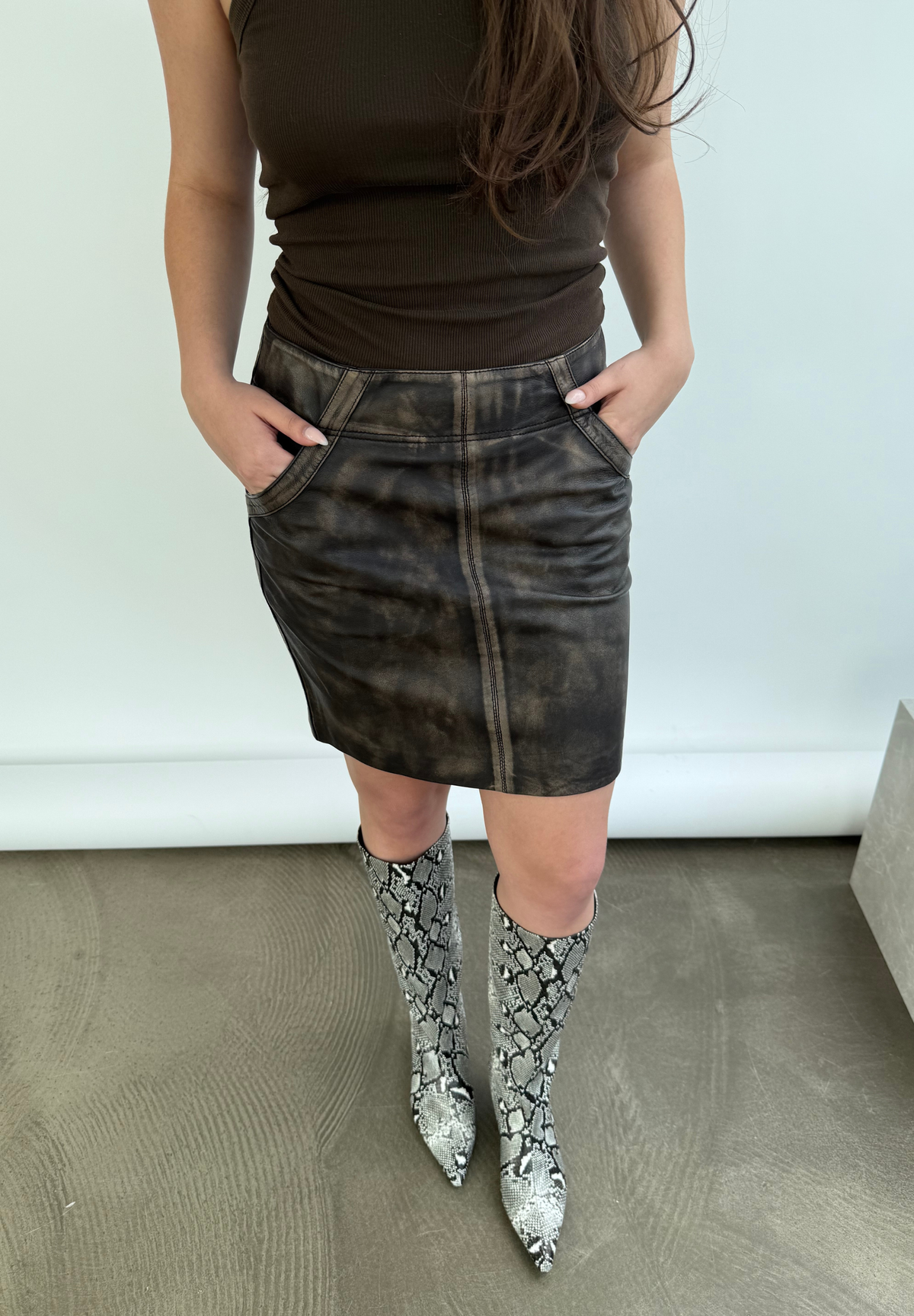 BTFCPH Bluse i læder - KOLLEKTIONSSALG Bluser Walnut