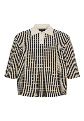 NO. 1 BY OX Bluse i strik Kjoler Off White w Black