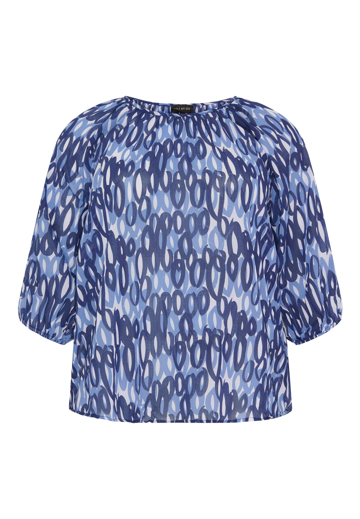 NO. 1 BY OX Bluse med 3/4 ærmer Bluser Blue and Light Blue oval circles