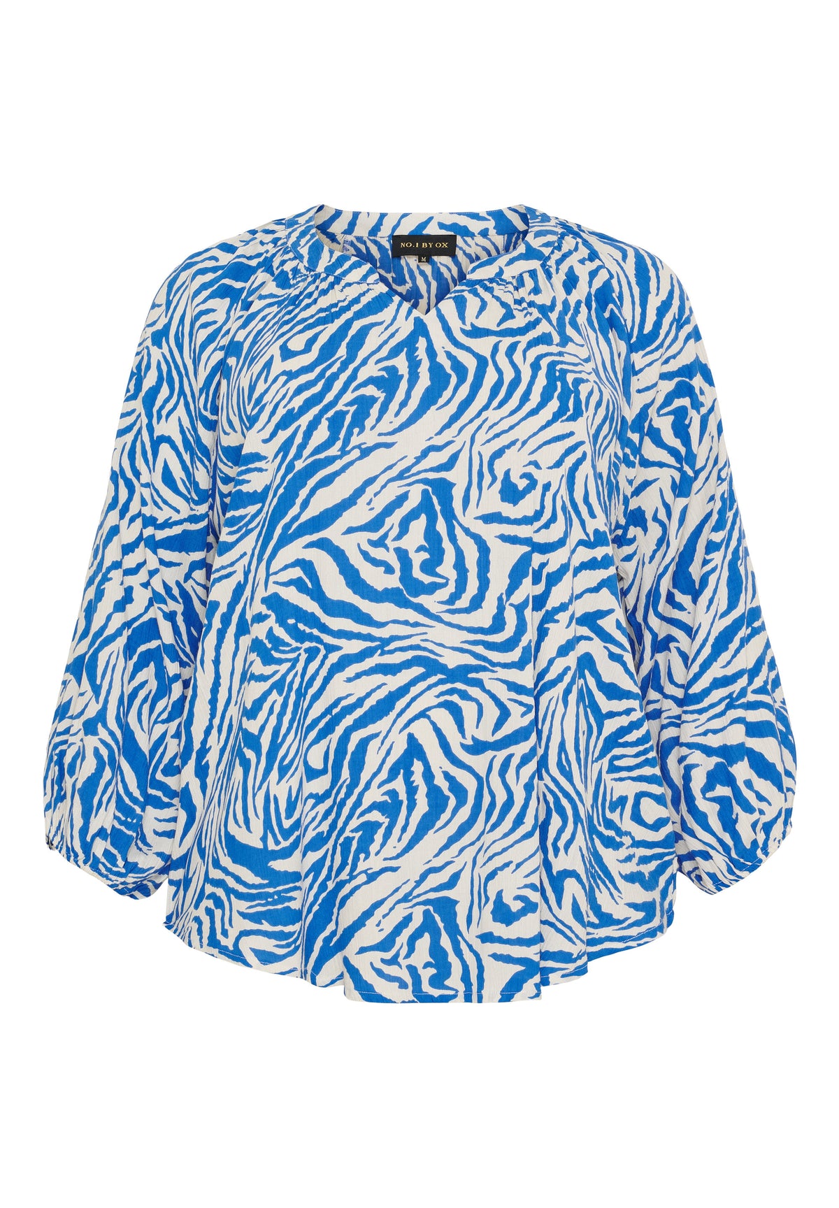 NO. 1 BY OX Bluse med 3/4 ærmer Bluser Cream w deep blue animal print