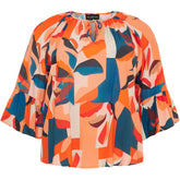 NO. 1 BY OX Bluse med 3/4 ærmer Bluser Graphic orange and blue pattern