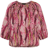 NO. 1 BY OX Bluse med 3/4 ærmer Bluser Pink watercolour print