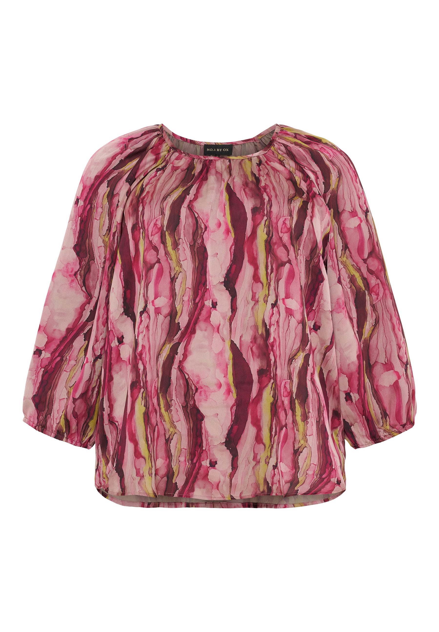 NO. 1 BY OX Bluse med 3/4 ærmer Bluser Pink watercolour print