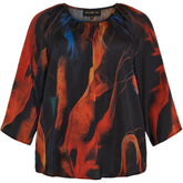 NO. 1 BY OX Bluse med 3/4 ærmer Bluser Flame coloured print