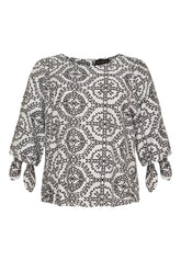 NO. 1 BY OX Bluse med bindebånd Bluser White w Black Circle Print