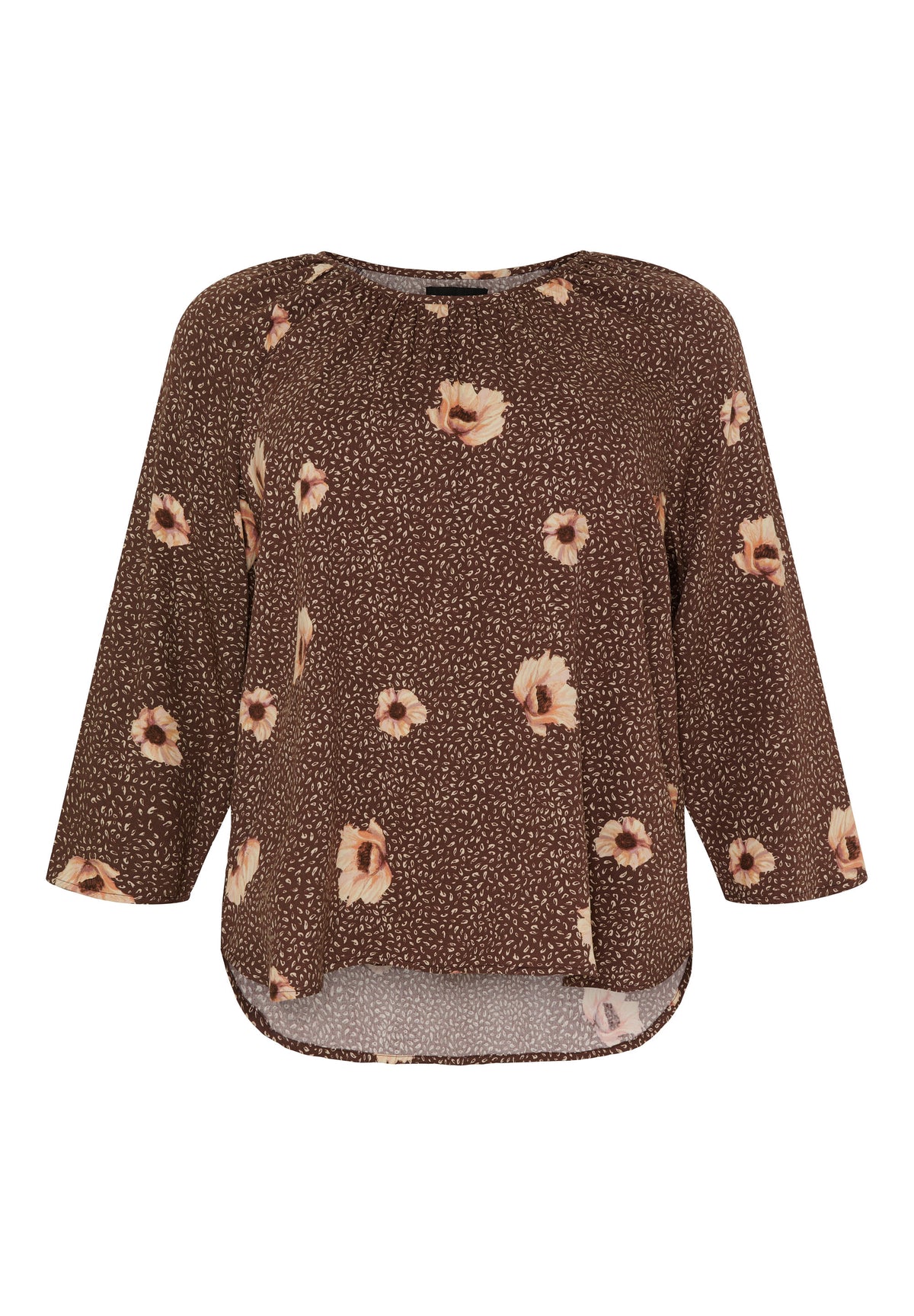 NO. 1 BY OX Blus med blommor Blusar Mocca Brun m Nude blommor