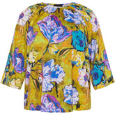 NO. 1 BY OX Bluse med blomsterprint Bluser Yellow and Blue Graphic Print