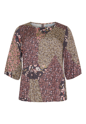 NO. 1 BY OX Bluse med blomsterprint Bluser Mocca Brown w Flowers