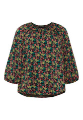 NO. 1 BY OX Bluse med blomsterprint og 3/4 ærmer Bluser Black w multicoloured bubbles