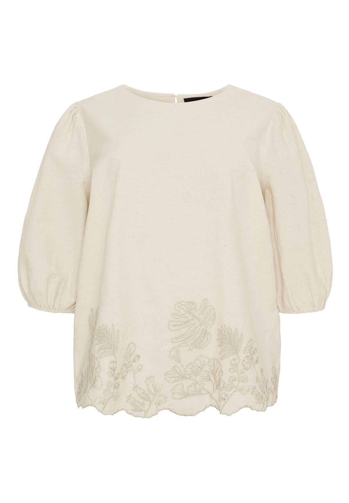 NO. 1 BY OX Bluse med broderi detaljer Bluser Beige