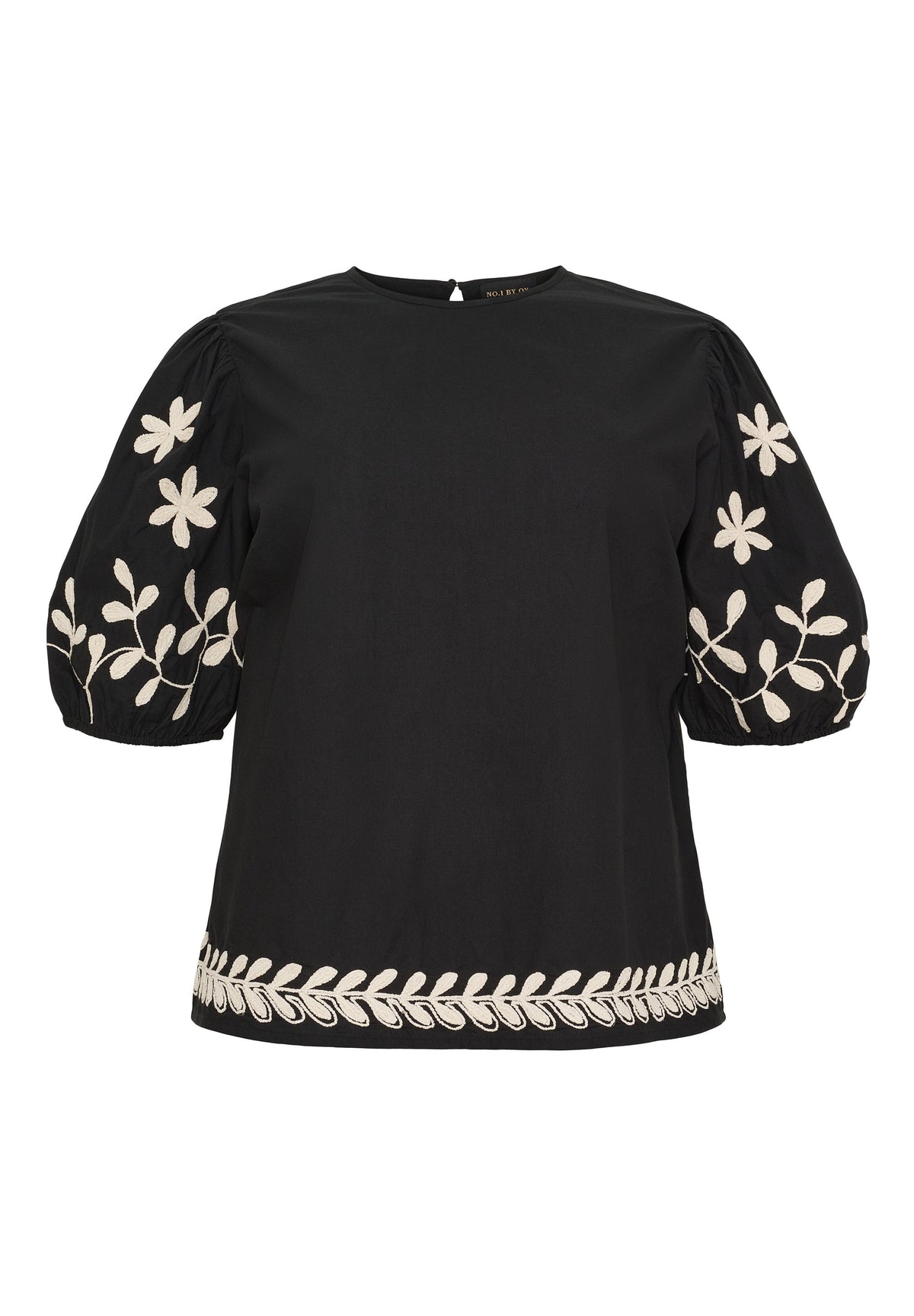 NO. 1 BY OX Bluse med broderi detaljer Bluser Sort