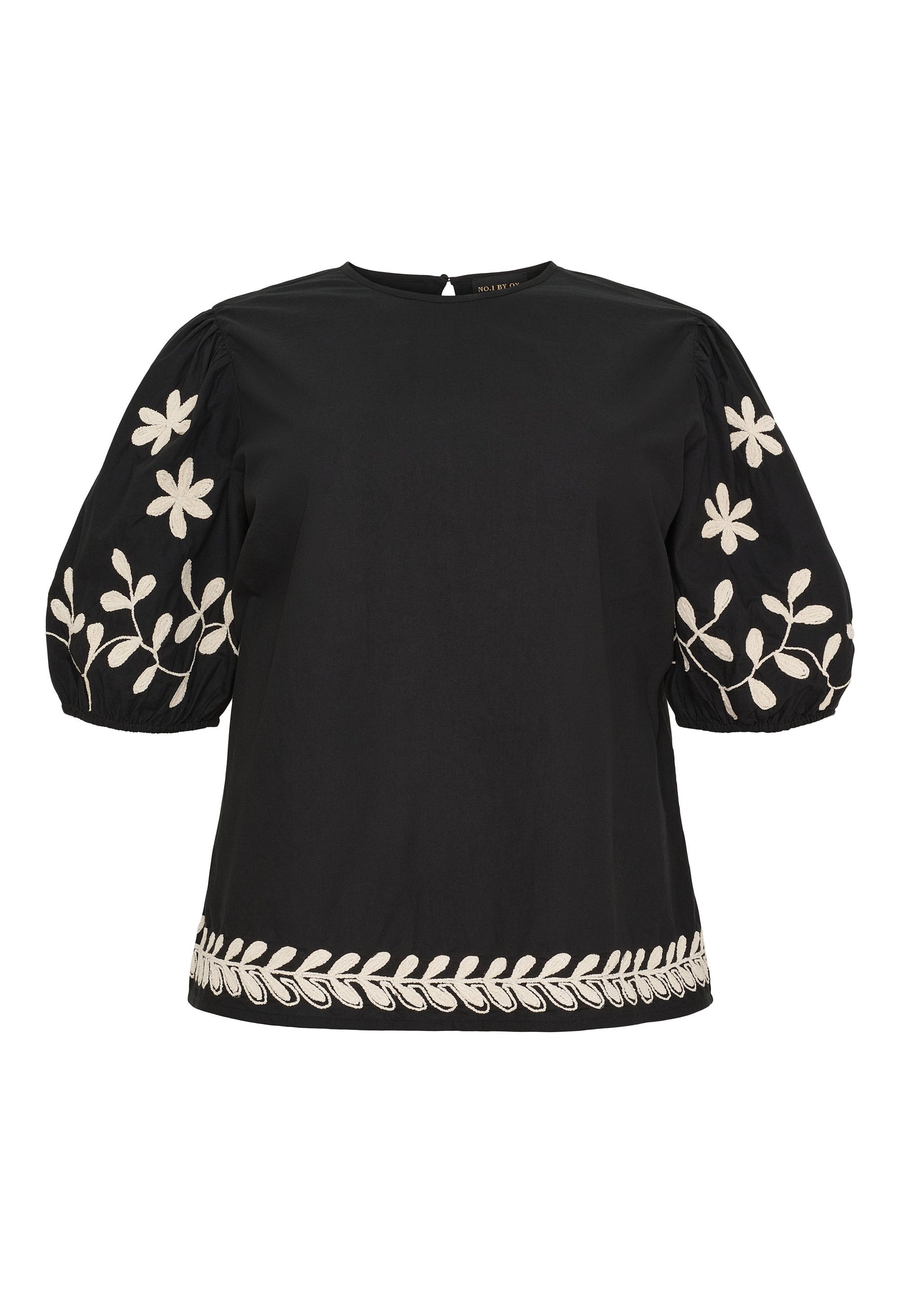 NO. 1 BY OX Bluse med broderi detaljer Bluser Sort