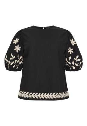NO. 1 BY OX Bluse med broderi detaljer Bluser Sort