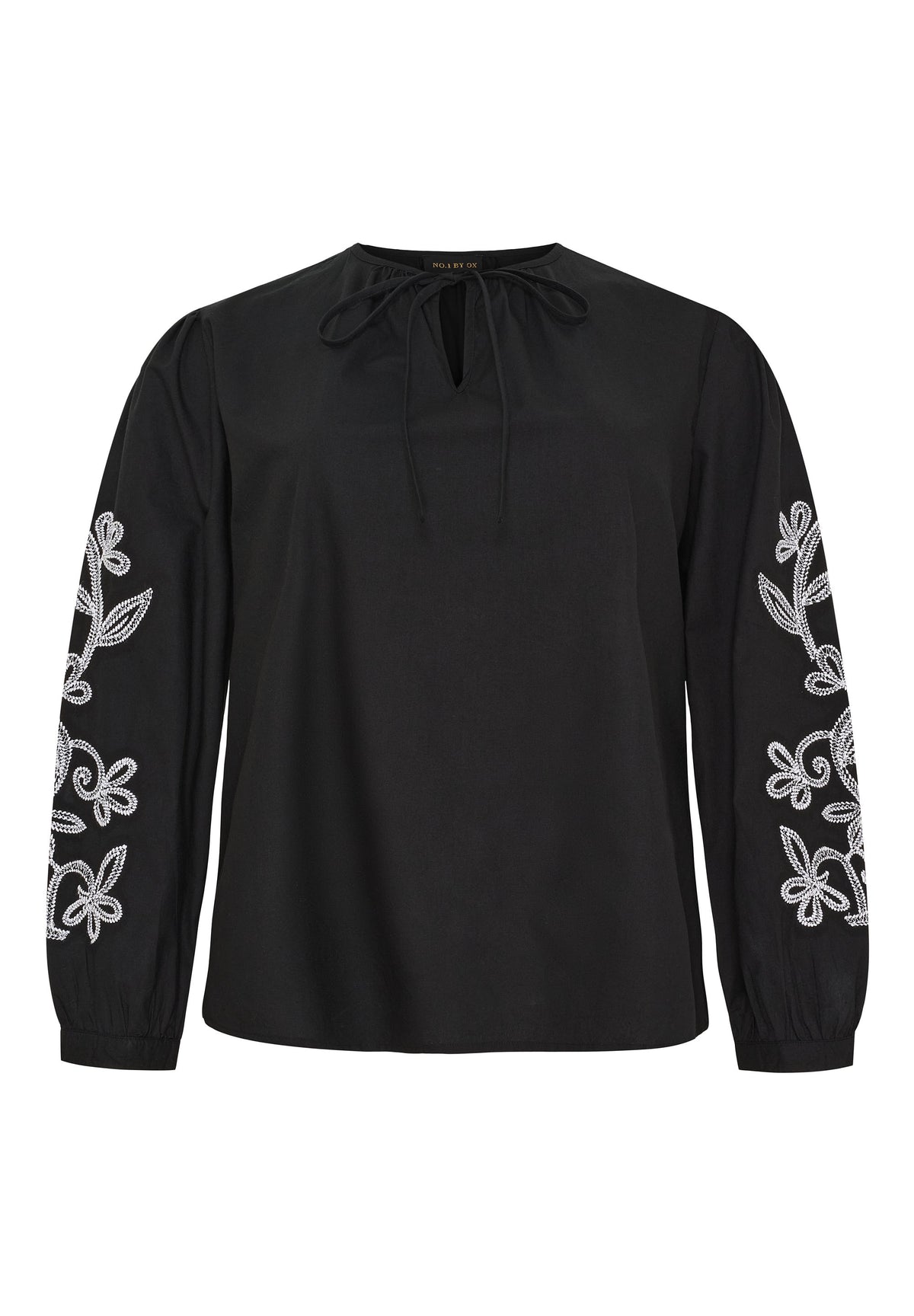 NO. 1 BY OX Bluse med broderi detaljer Bluser Sort