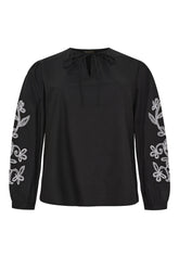 NO. 1 BY OX Bluse med broderi detaljer Bluser Sort