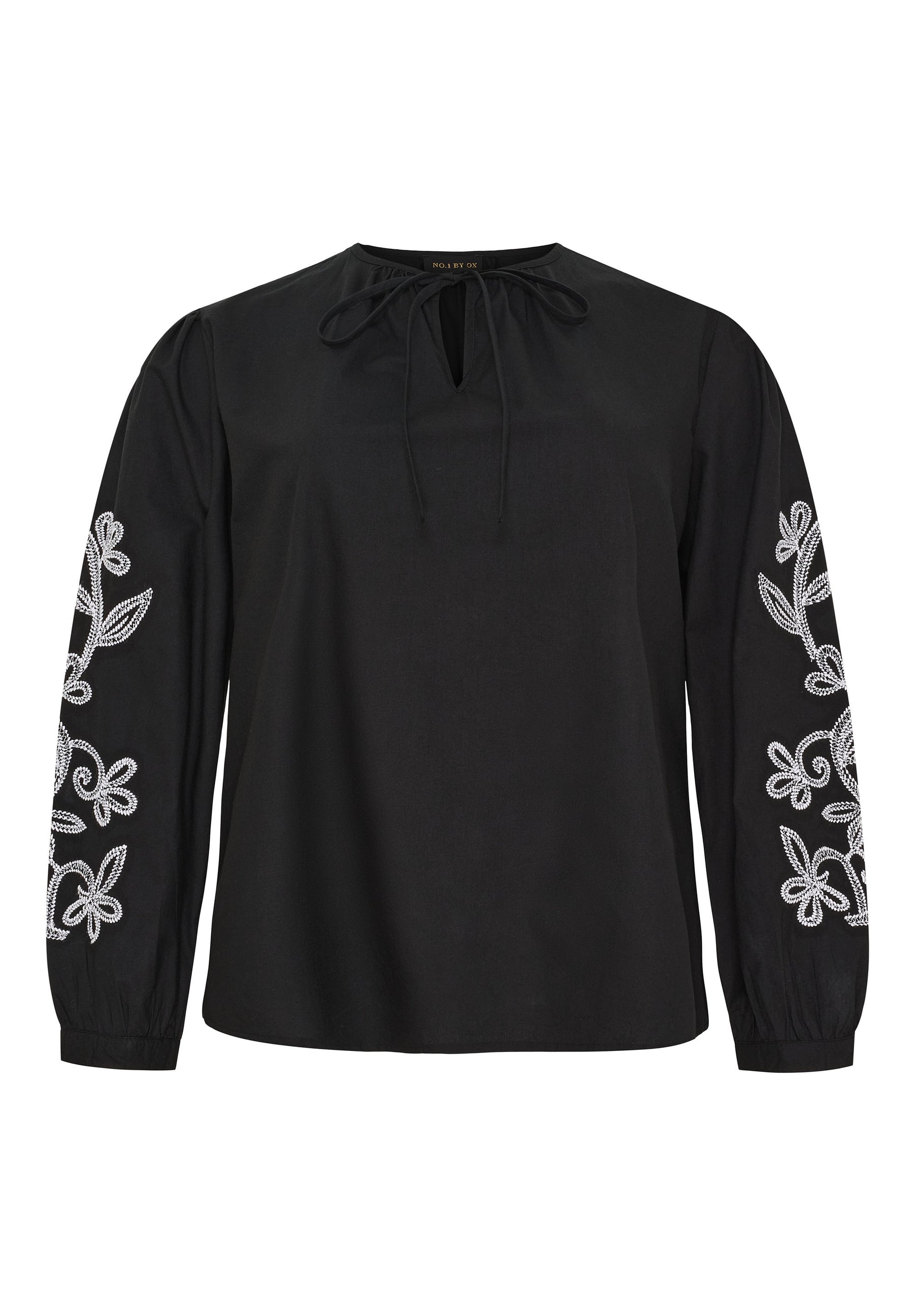 NO. 1 BY OX Bluse med broderi detaljer Bluser Sort