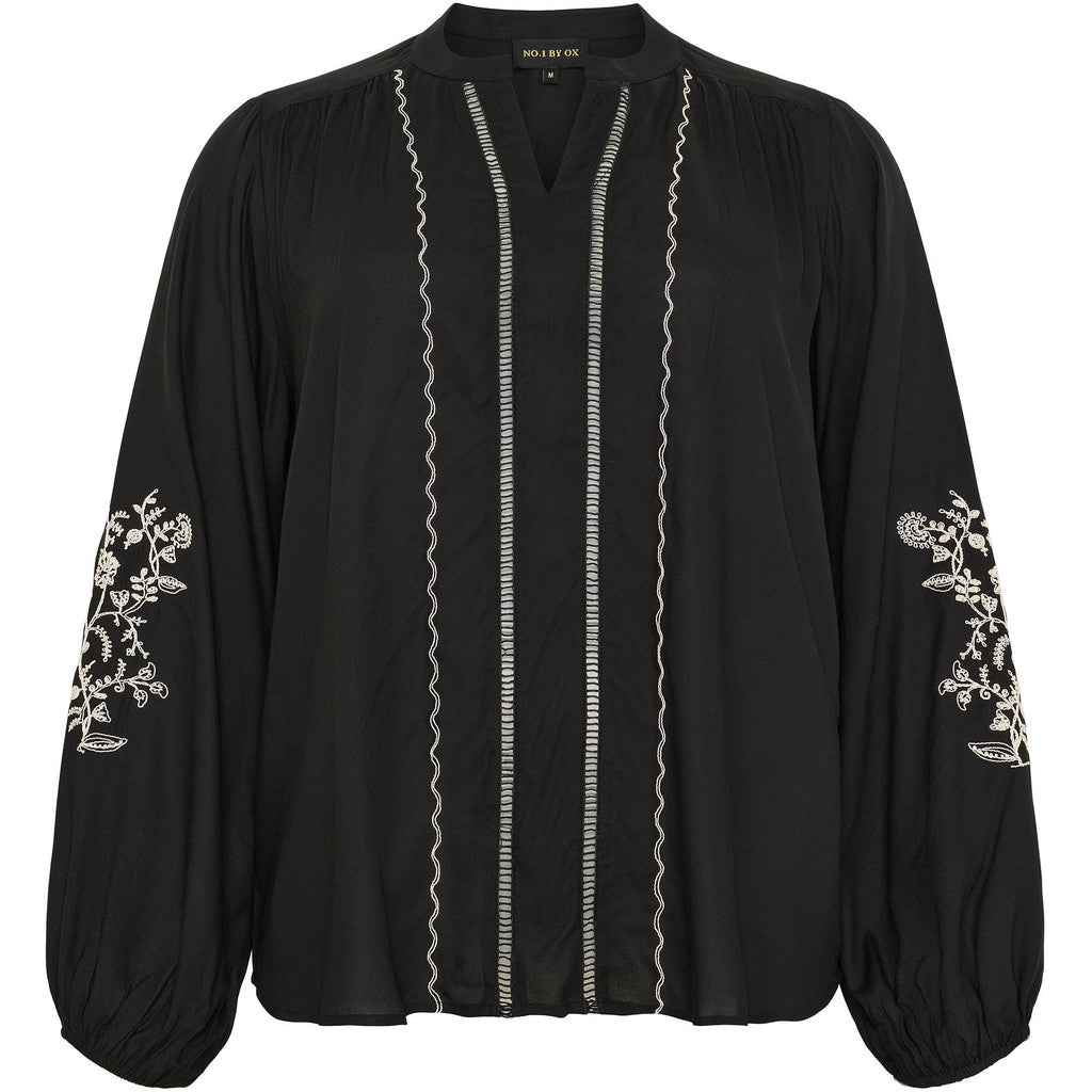 NO. 1 BY OX Bluse med eksklusive detaljer Bluser Sort