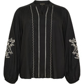 NO. 1 BY OX Bluse med eksklusive detaljer Bluser Sort