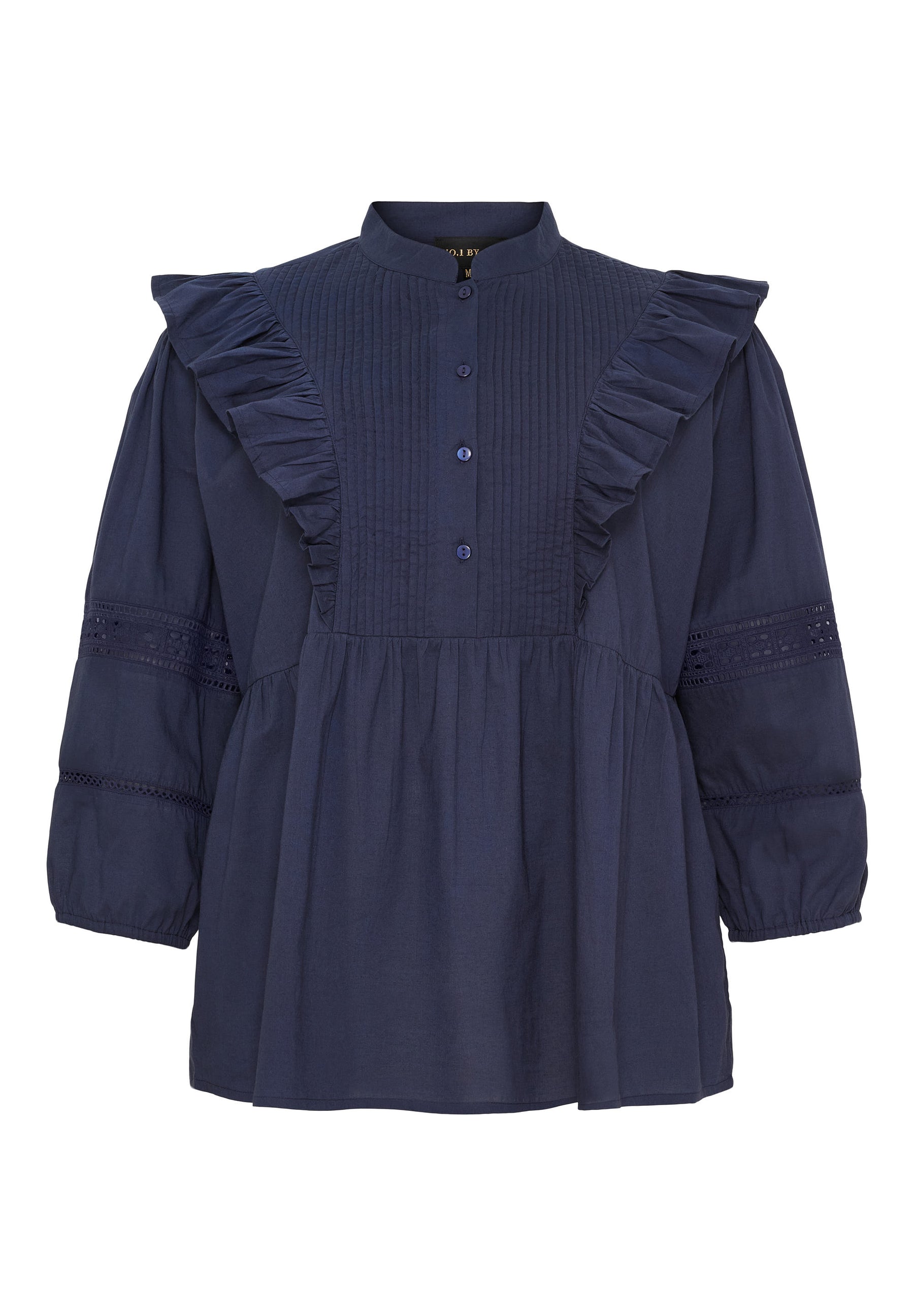 NO. 1 BY OX Bluse med flæsedetaljer Skjorter Blå