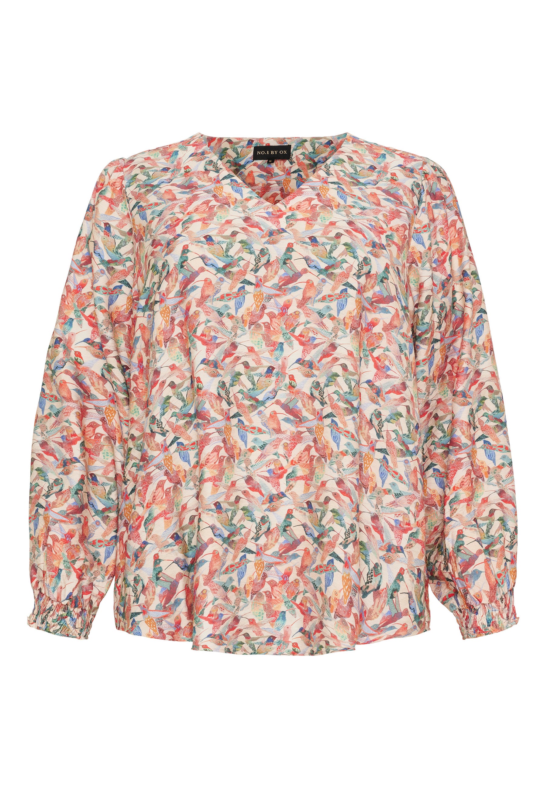 NO. 1 BY OX Bluse med fugleprint Bluser Cream w coloured birds