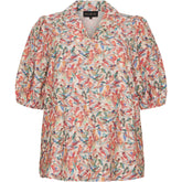 NO. 1 BY OX Bluse med fugleprint Skjorter Cream w coloured birds