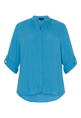 NO. 1 BY OX Bluse med opsmøg Skjorter Clear Blue