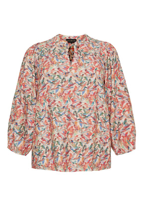 NO. 1 BY OX Bluse med print Bluser Cream w coloured birds