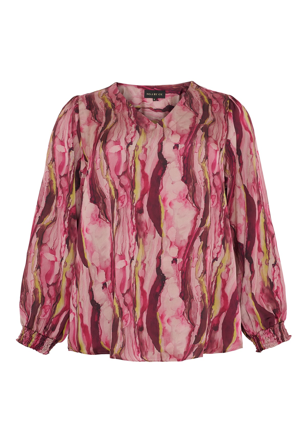 NO. 1 BY OX Bluse med v-udskæring Bluser Pink watercolour print