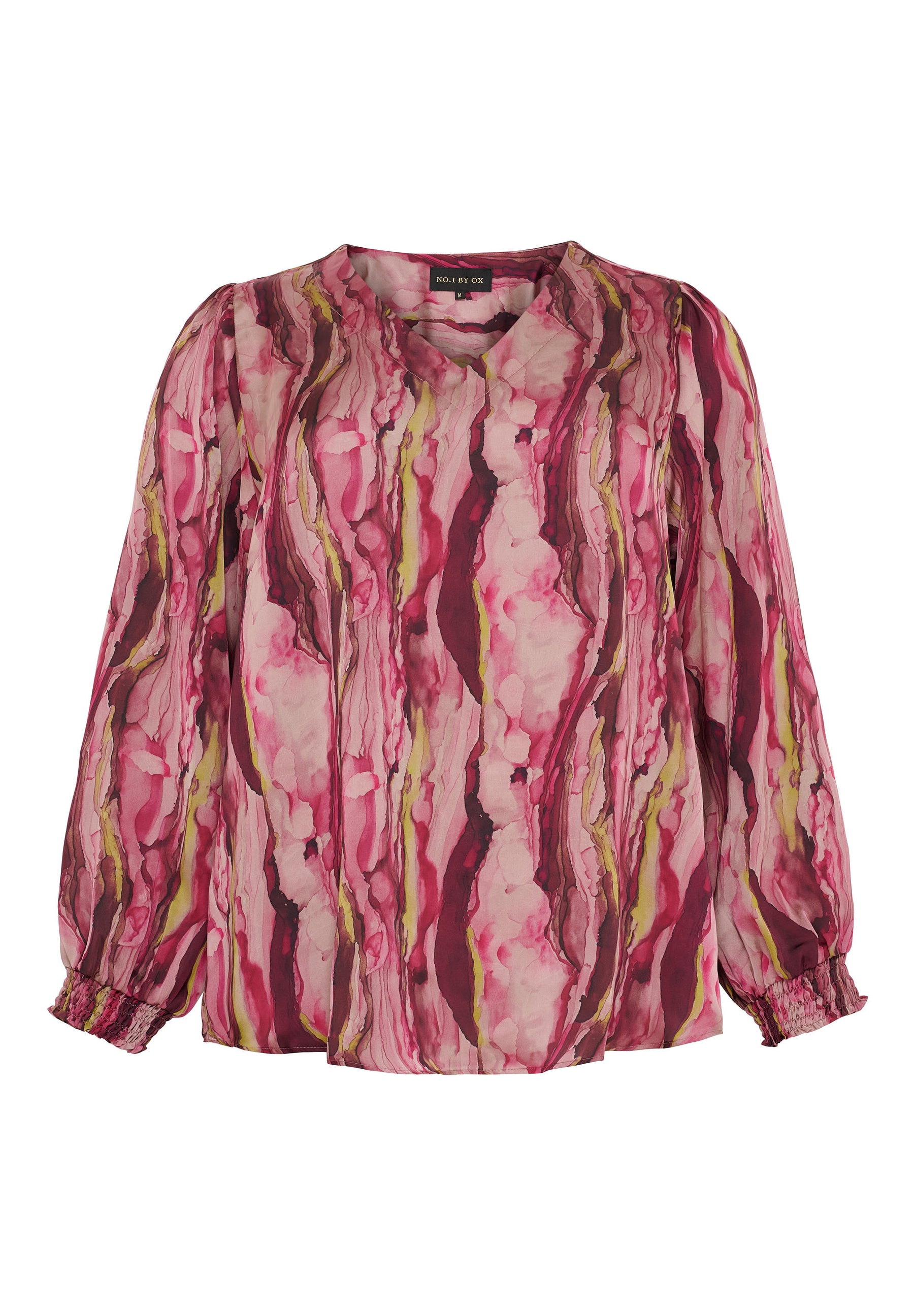 NO. 1 BY OX Bluse med v-udskæring Bluser Pink watercolour print