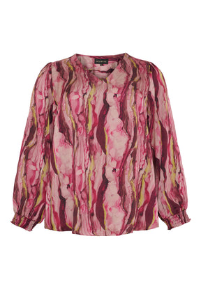NO. 1 BY OX Bluse med v-udskæring Bluser Pink watercolour print