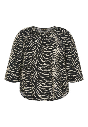 NO. 1 BY OX Bluse med zebra print Bluser Black w Cream Leo Print