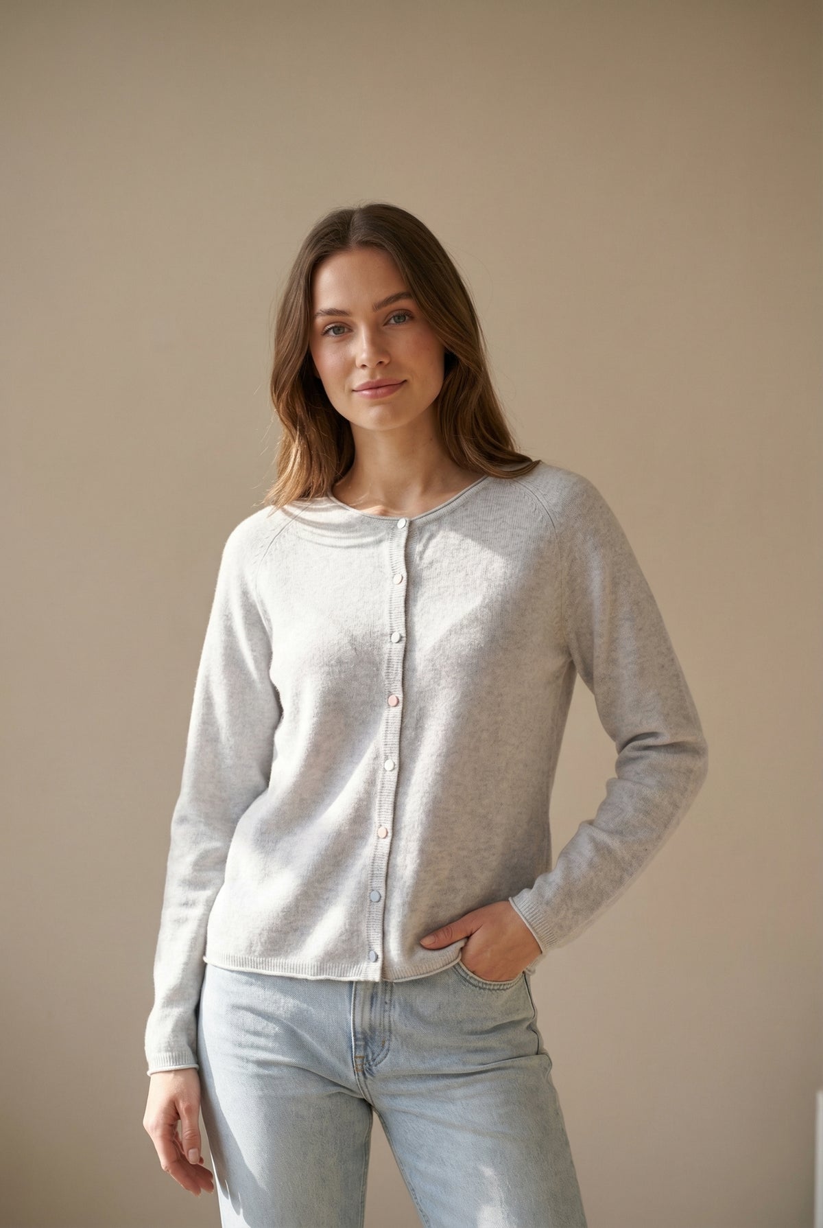 BTFCPH Cardigan i cashmere blanding Cardigans Baby Blue Melange