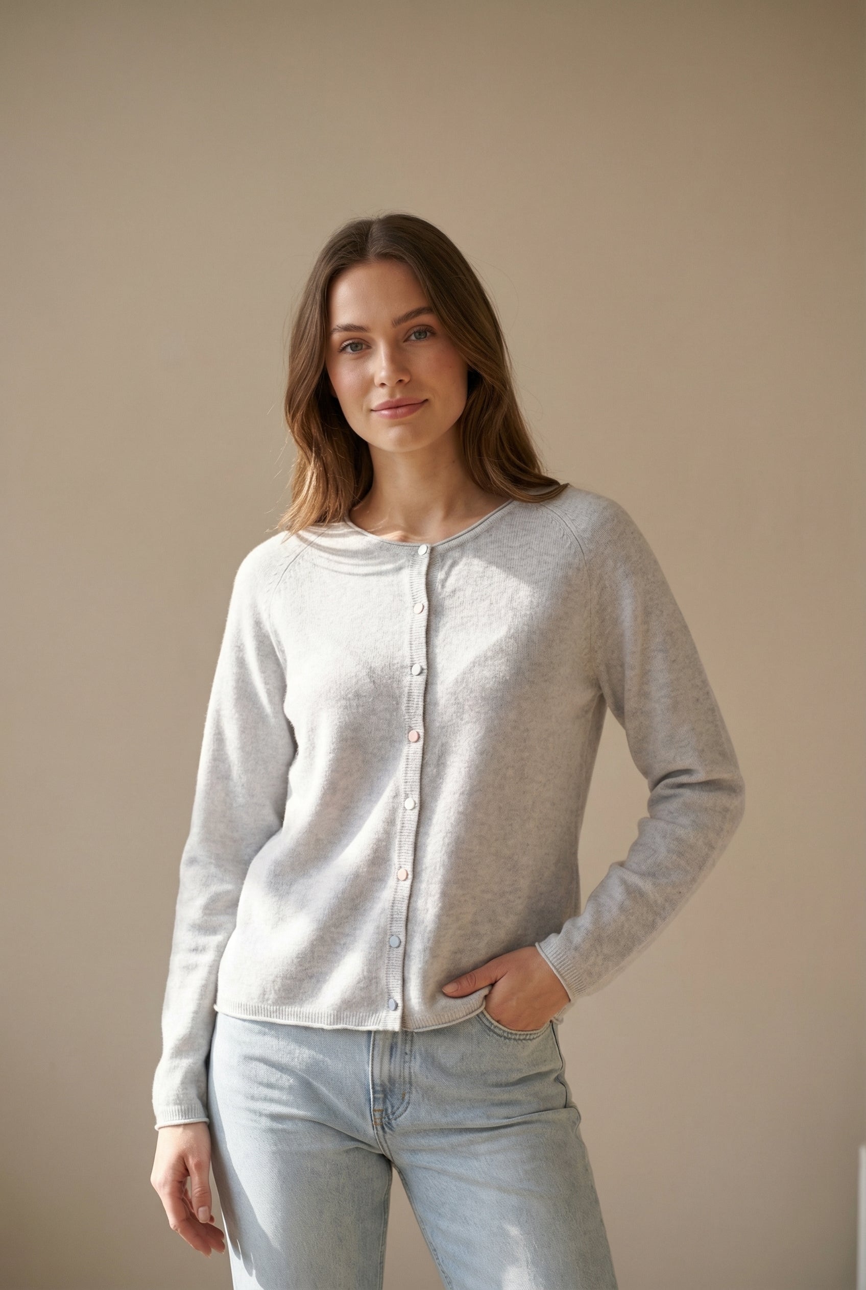 BTFCPH Cardigan i cashmere blanding Cardigans Baby Blue Melange