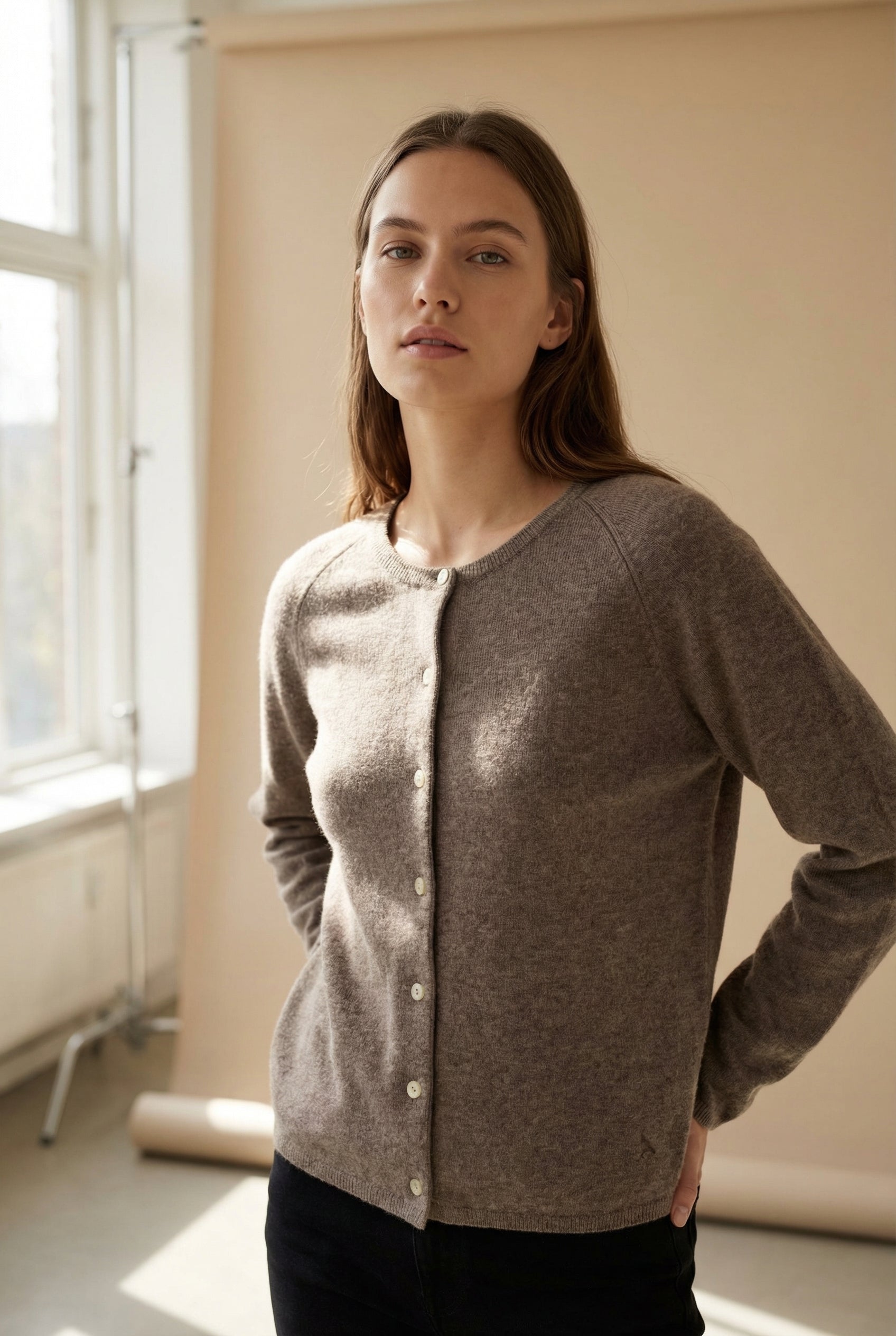 BTFCPH Cardigan i cashmere blanding Cardigans Ash Brown Melange