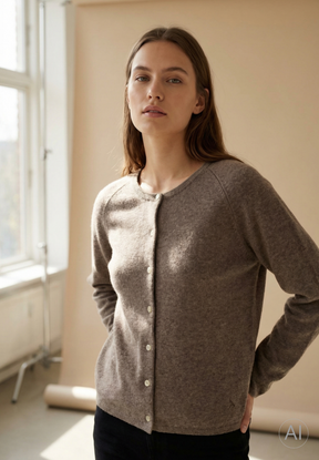 BTFCPH Cardigan i cashmere blanding Cardigans Ash Brown Melange