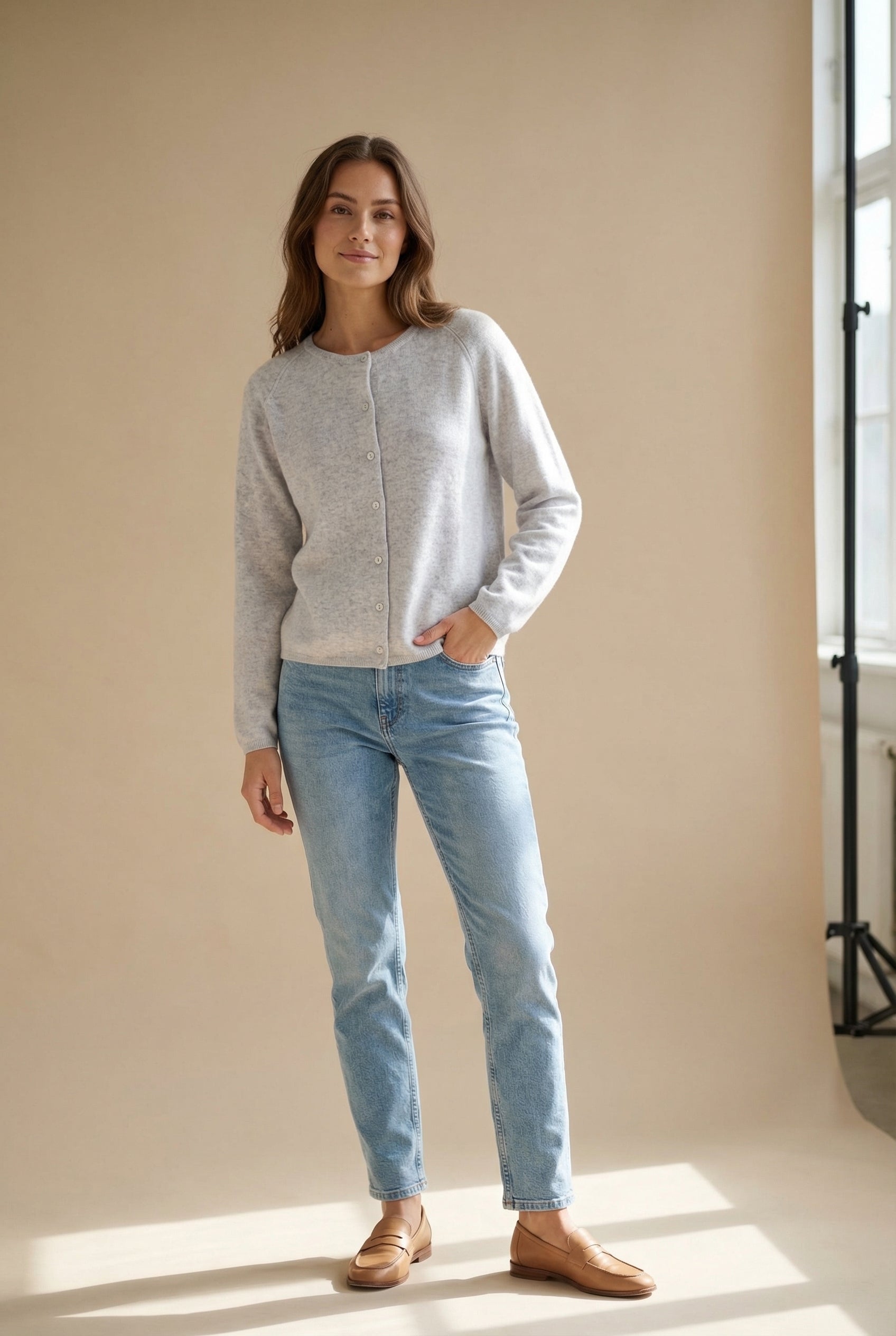 BTFCPH Cardigan i cashmere blanding Cardigans Baby Blue Melange