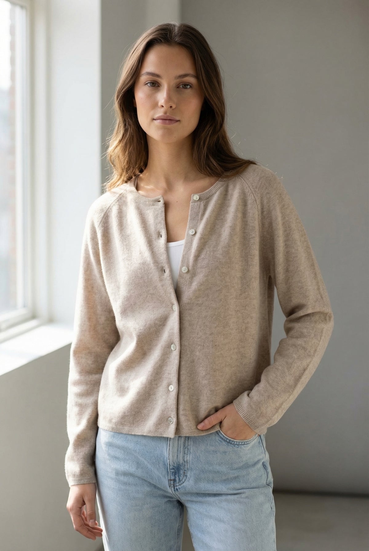 BTFCPH Cardigan i cashmere blanding Cardigans Cream Melange