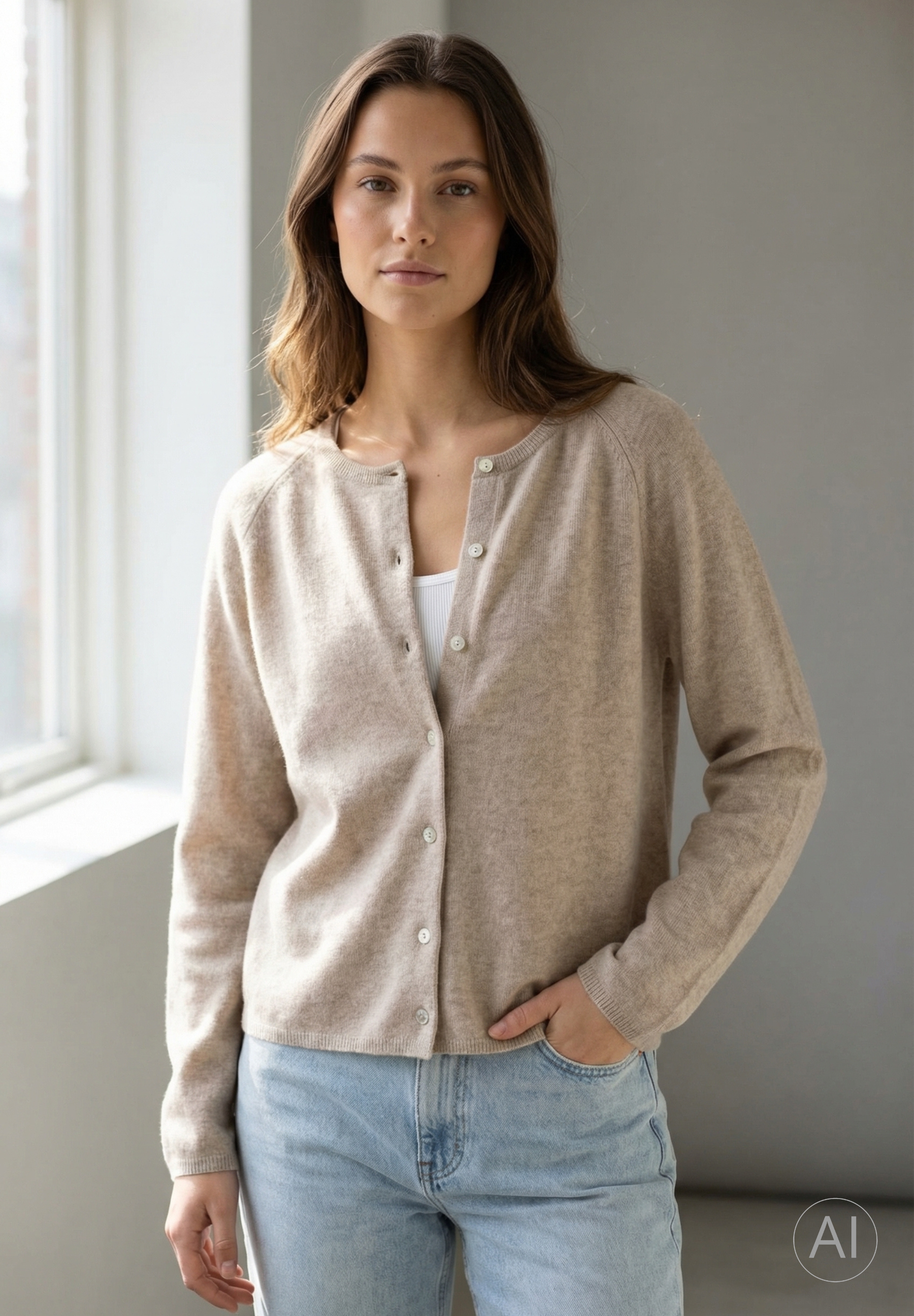 BTFCPH Cardigan i cashmere blanding Cardigans Cream Melange