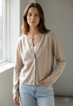 BTFCPH Cardigan i cashmere blanding Cardigans Cream Melange