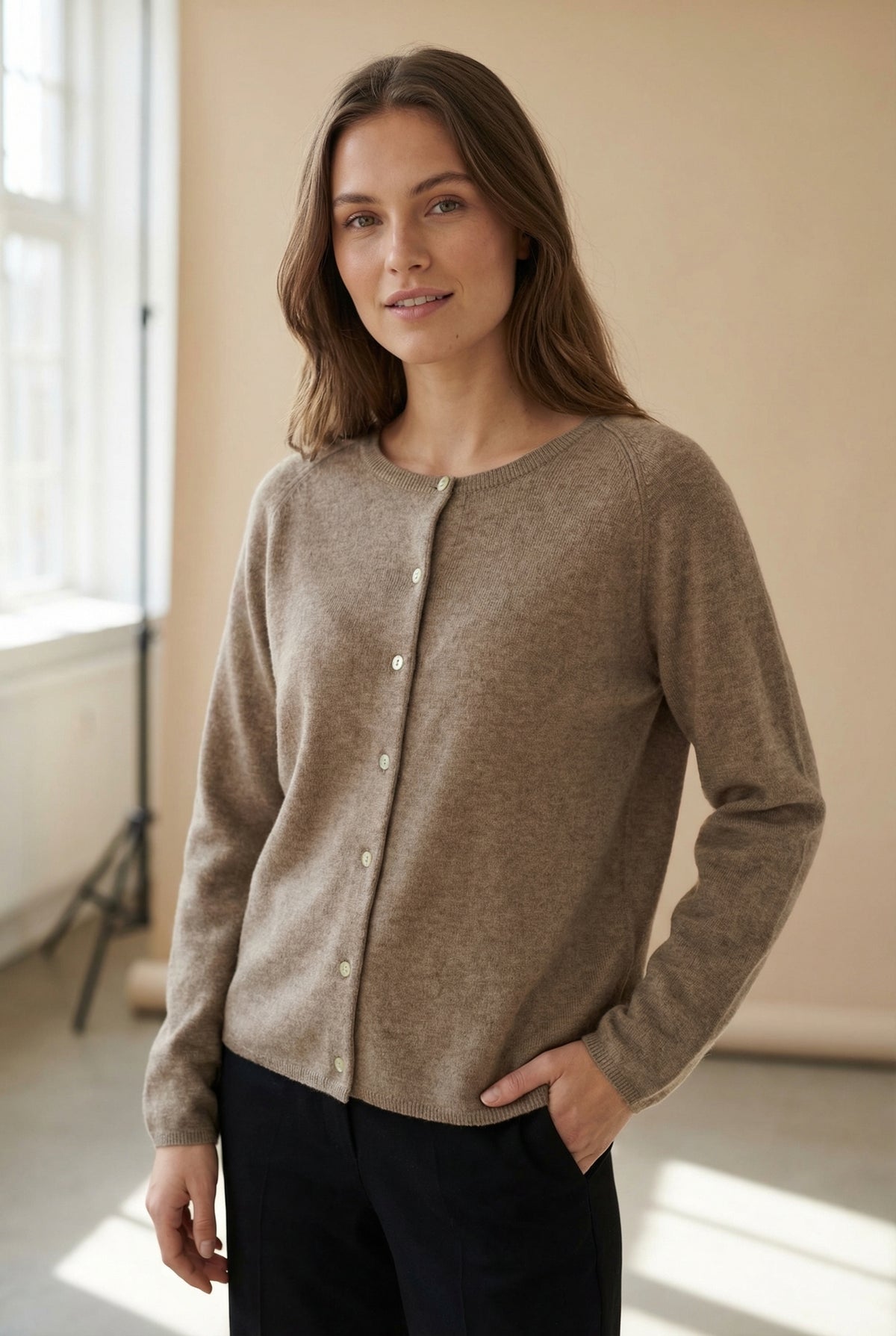 BTFCPH Cardigan i cashmere blanding Cardigans Taupe Melange