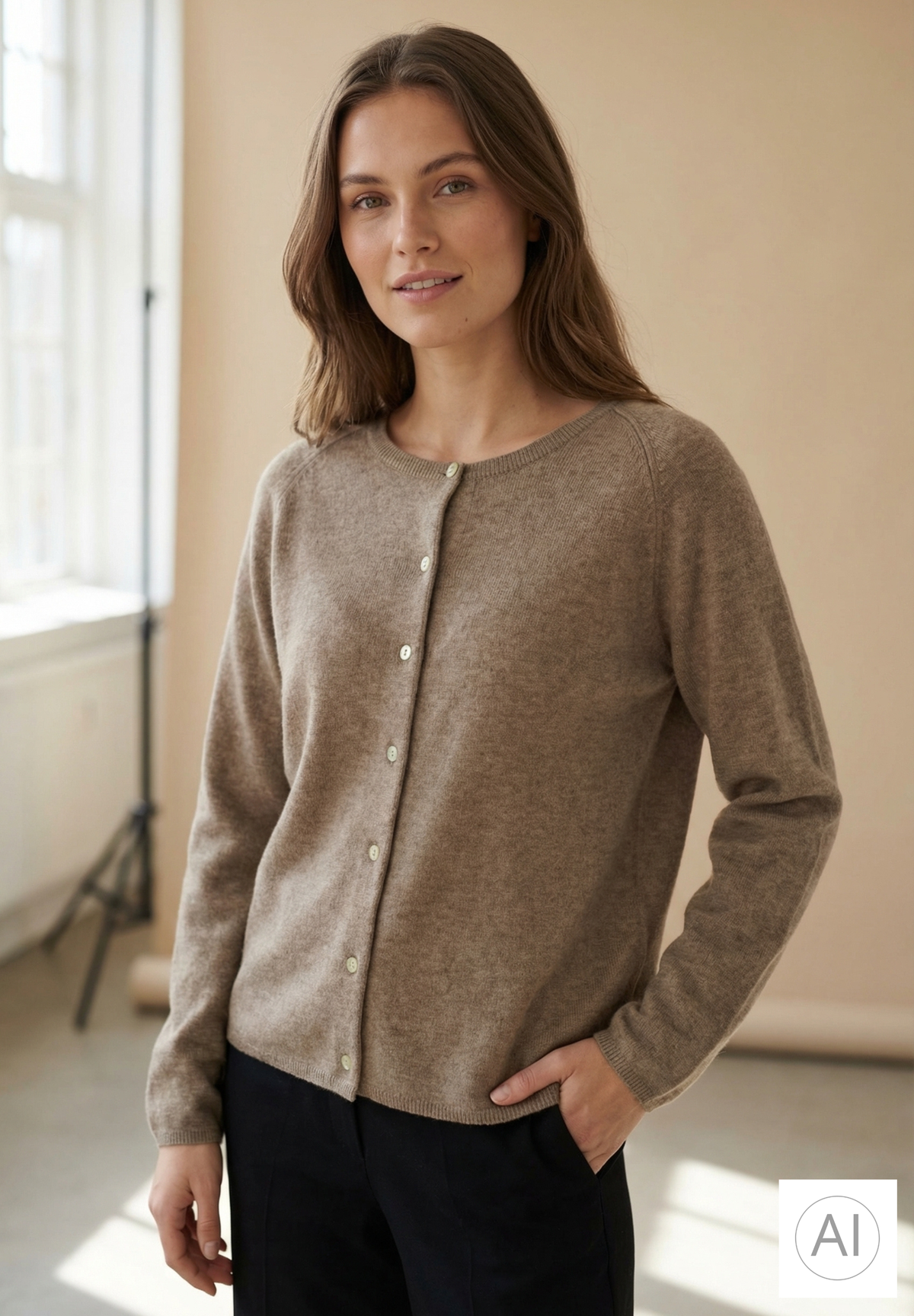 BTFCPH Cardigan i cashmere blanding Cardigans Taupe Melange