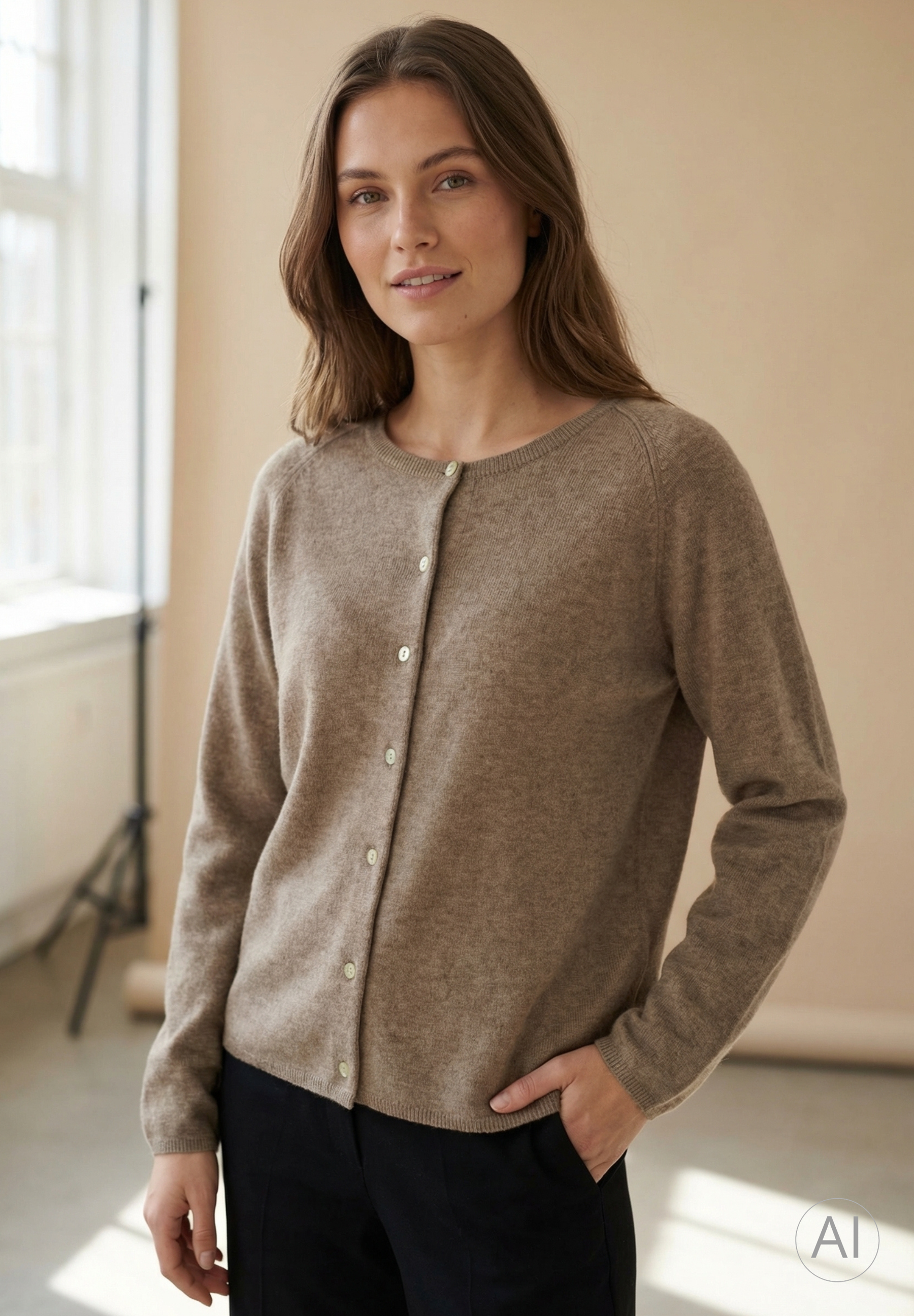 BTFCPH Cardigan i cashmere blanding Cardigans Taupe Melange